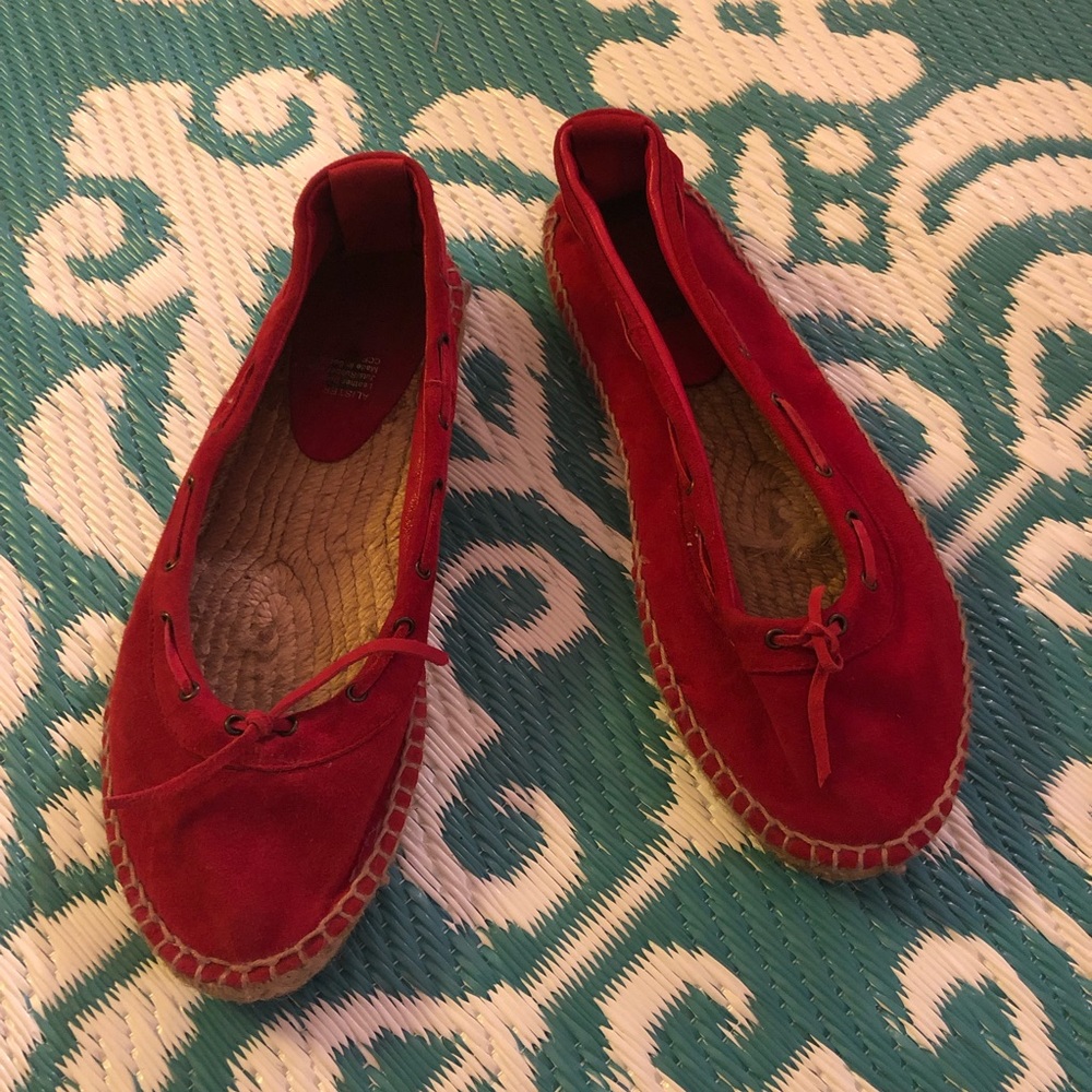 Red suede espadrilles
